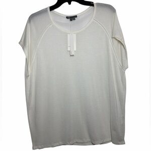 NWT Vince Ladder Stitch Cap Sleeve Beige Cream Short Sleeve Tee Small